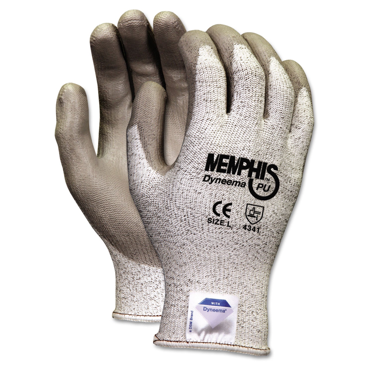 Memphis Dyneema Polyurethane Gloves, Large, White/Gray, Pair - 