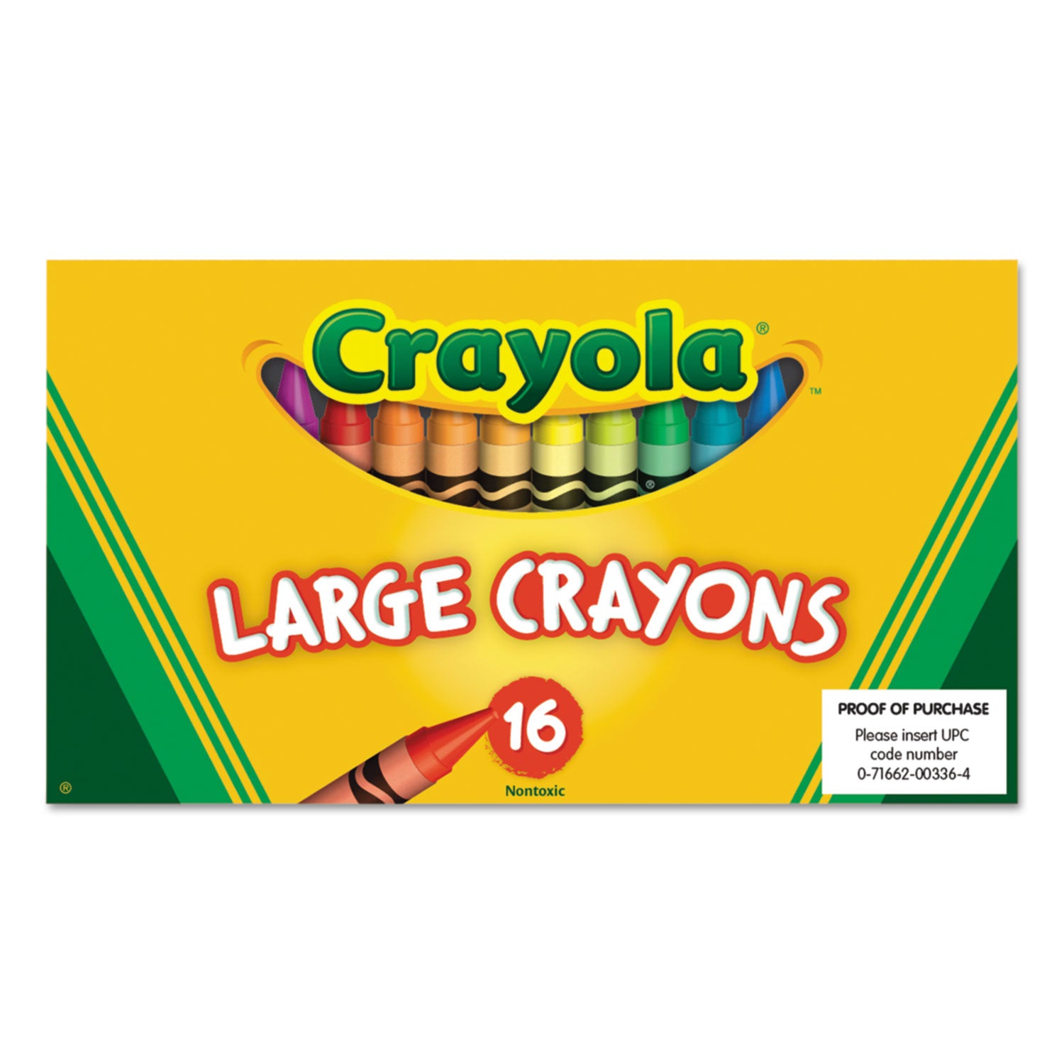 Large Crayons, Lift Lid Box, 16 Colors/Box - 