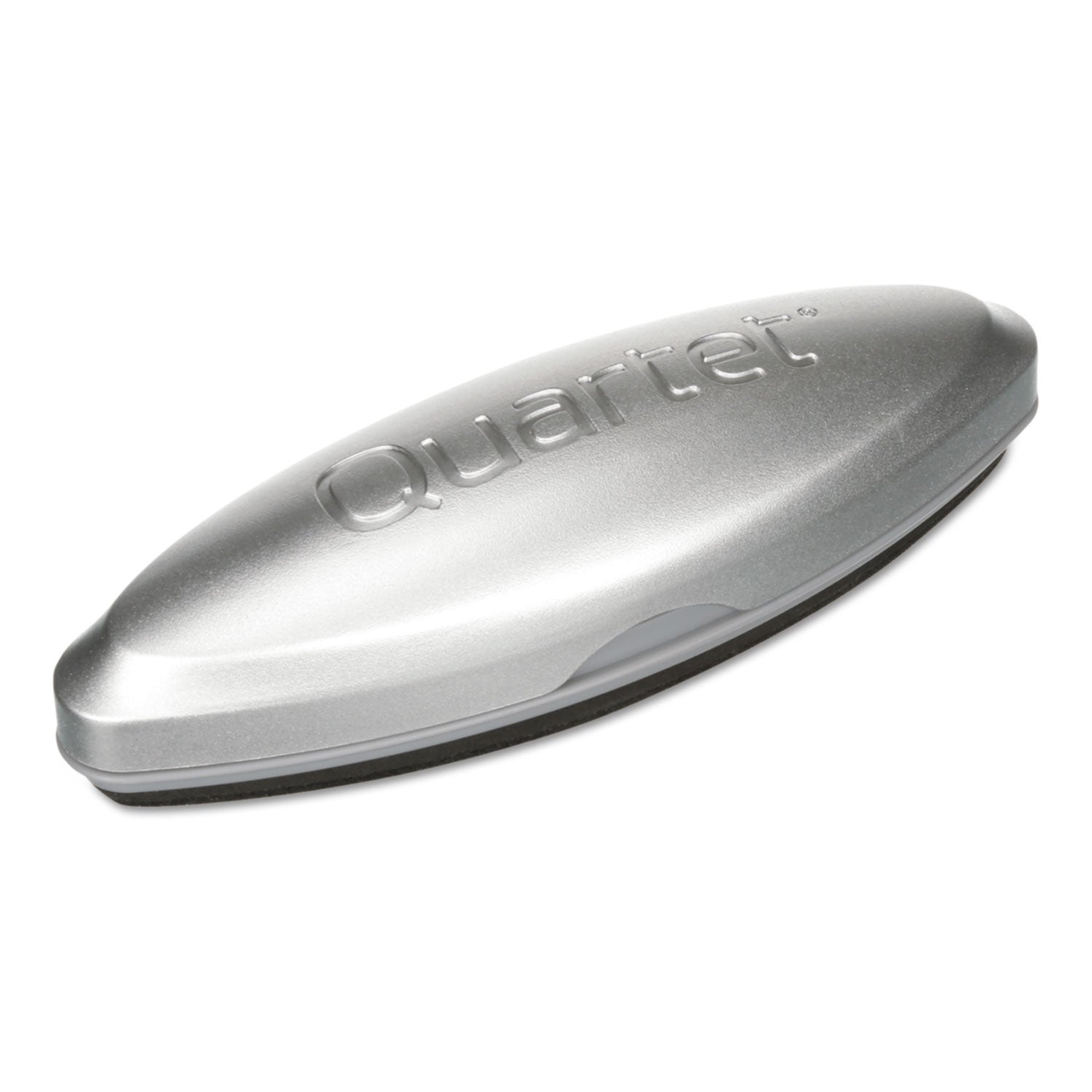 Quartet Premium Glass Board Eraser - 2" Width x 6.50" Length - Used as Ink Remover, Residue Remover - Magnetic, Durable, Easy-grip Handle - Silver - Felt, MicroFiber - 1Each