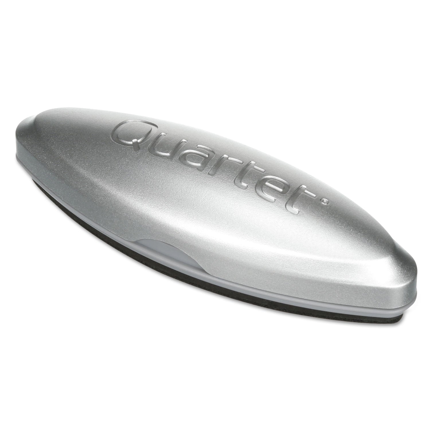 Quartet Premium Glass Board Eraser - 2" Width x 6.50" Length - Used as Ink Remover, Residue Remover - Magnetic, Durable, Easy-grip Handle - Silver - Felt, MicroFiber - 1Each