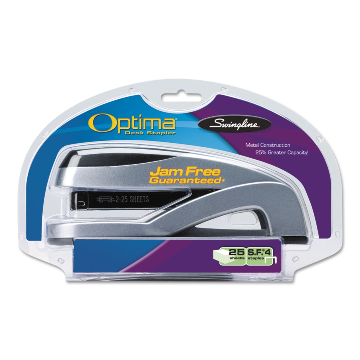 Optima Full Strip Desk Stapler, 25-Sheet Capacity, Silver - 