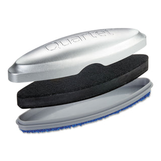 Quartet Premium Glass Board Eraser - 2" Width x 6.50" Length - Used as Ink Remover, Residue Remover - Magnetic, Durable, Easy-grip Handle - Silver - Felt, MicroFiber - 1Each