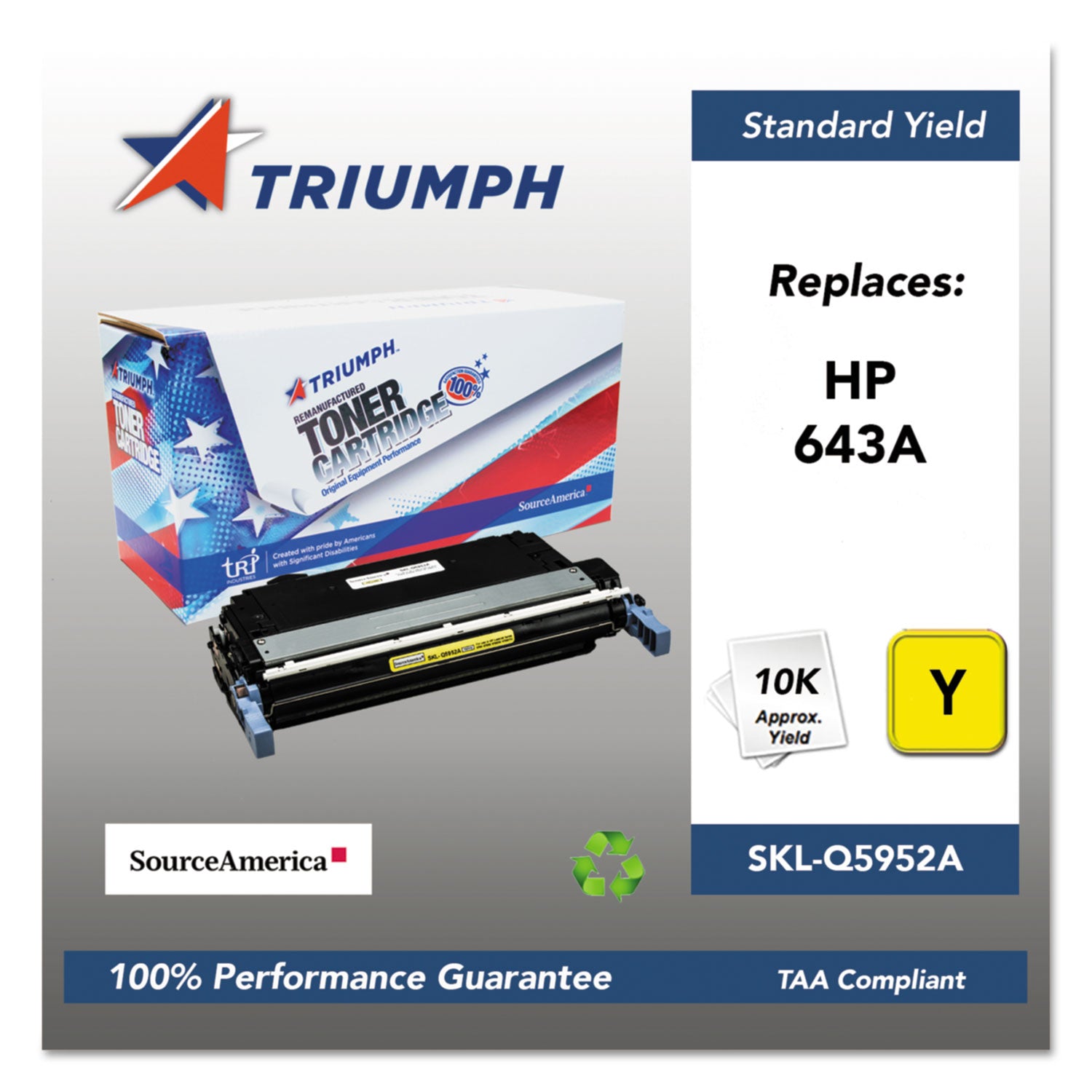 751000NSH0285 Remanufactured Q5952A (643A) Toner, 10,000 Page-Yield, Yellow - 