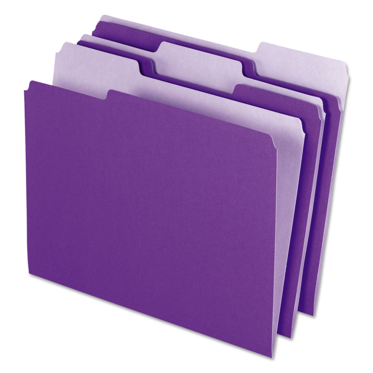 Interior File Folders, 1/3-Cut Tabs: Assorted, Letter Size, Violet, 100/Box - 