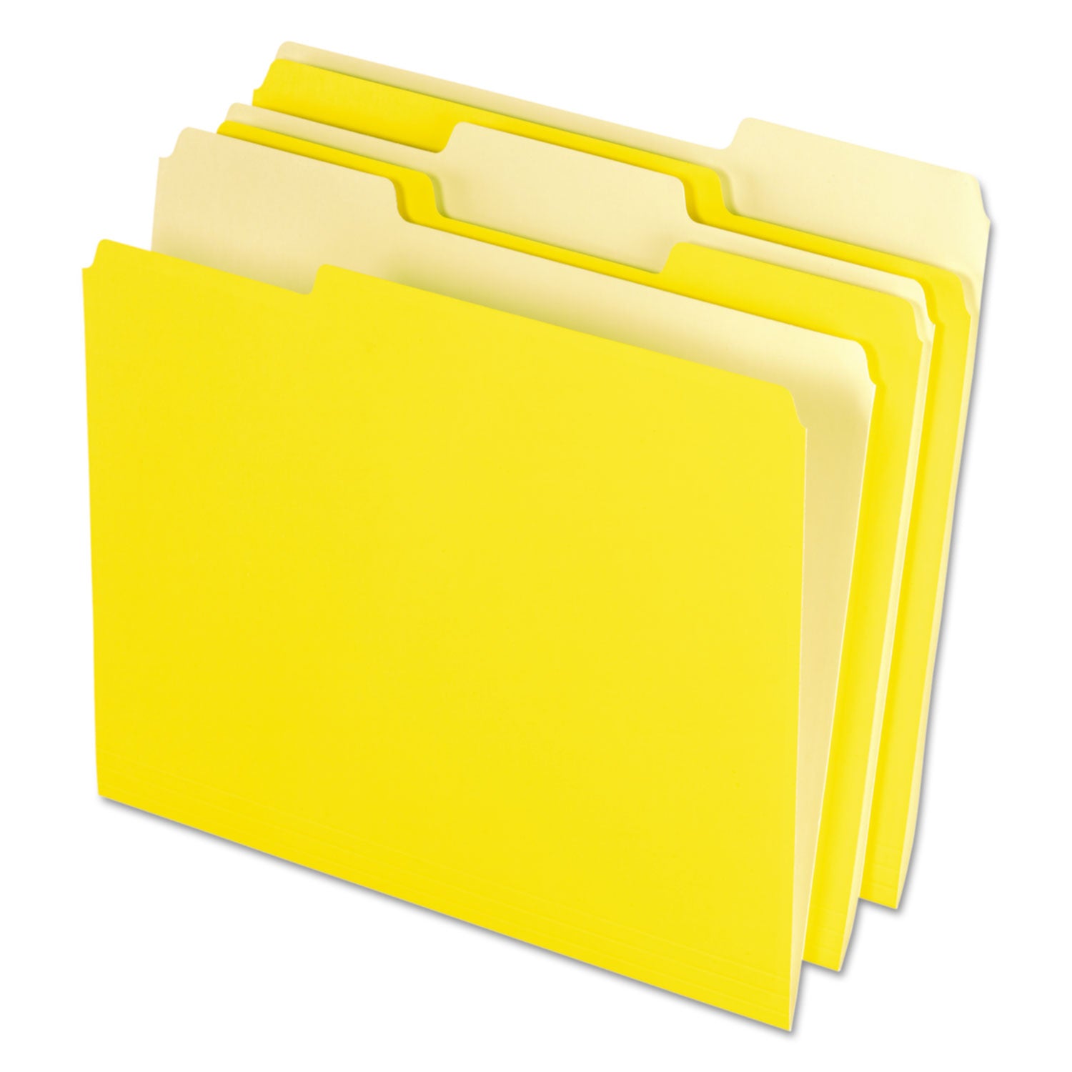 Interior File Folders, 1/3-Cut Tabs: Assorted, Letter Size, Yellow, 100/Box - 