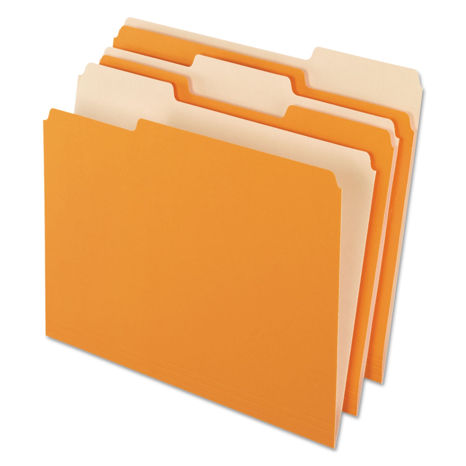 Interior File Folders, 1/3-Cut Tabs: Assorted, Letter Size, Orange, 100/Box - 