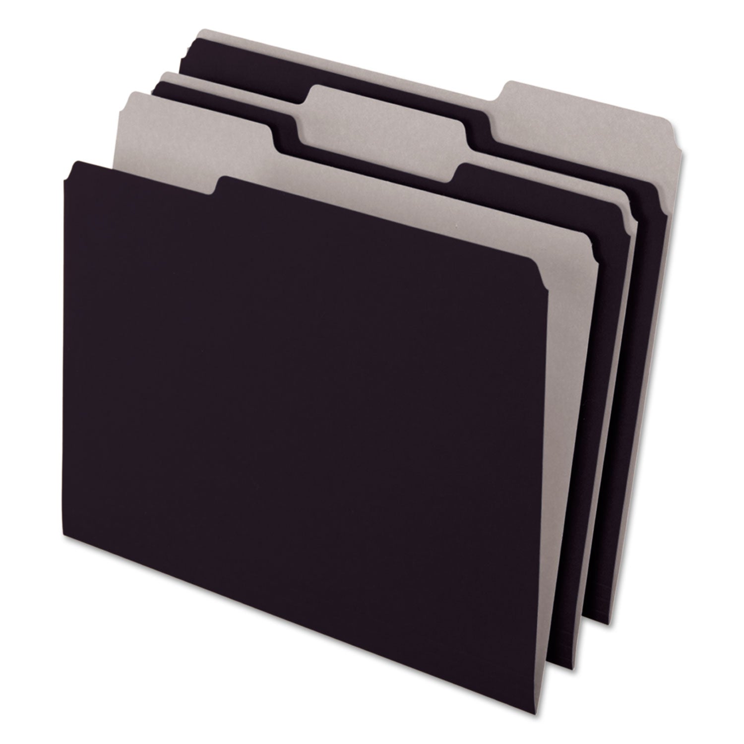 Interior File Folders, 1/3-Cut Tabs: Assorted, Letter Size, Black/Gray, 100/Box - 