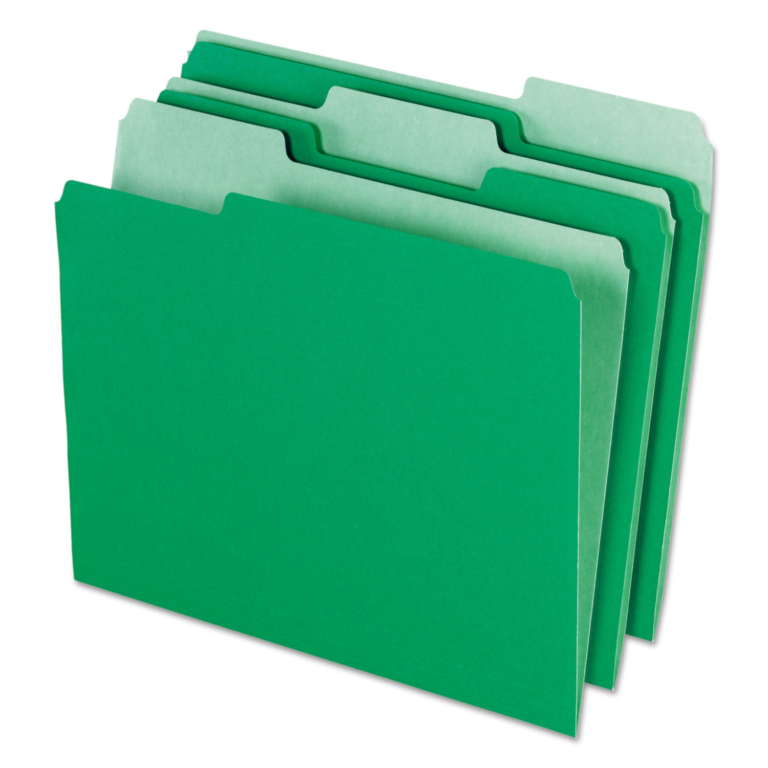 Interior File Folders, 1/3-Cut Tabs: Assorted, Letter Size, Bright Green, 100/Box - 