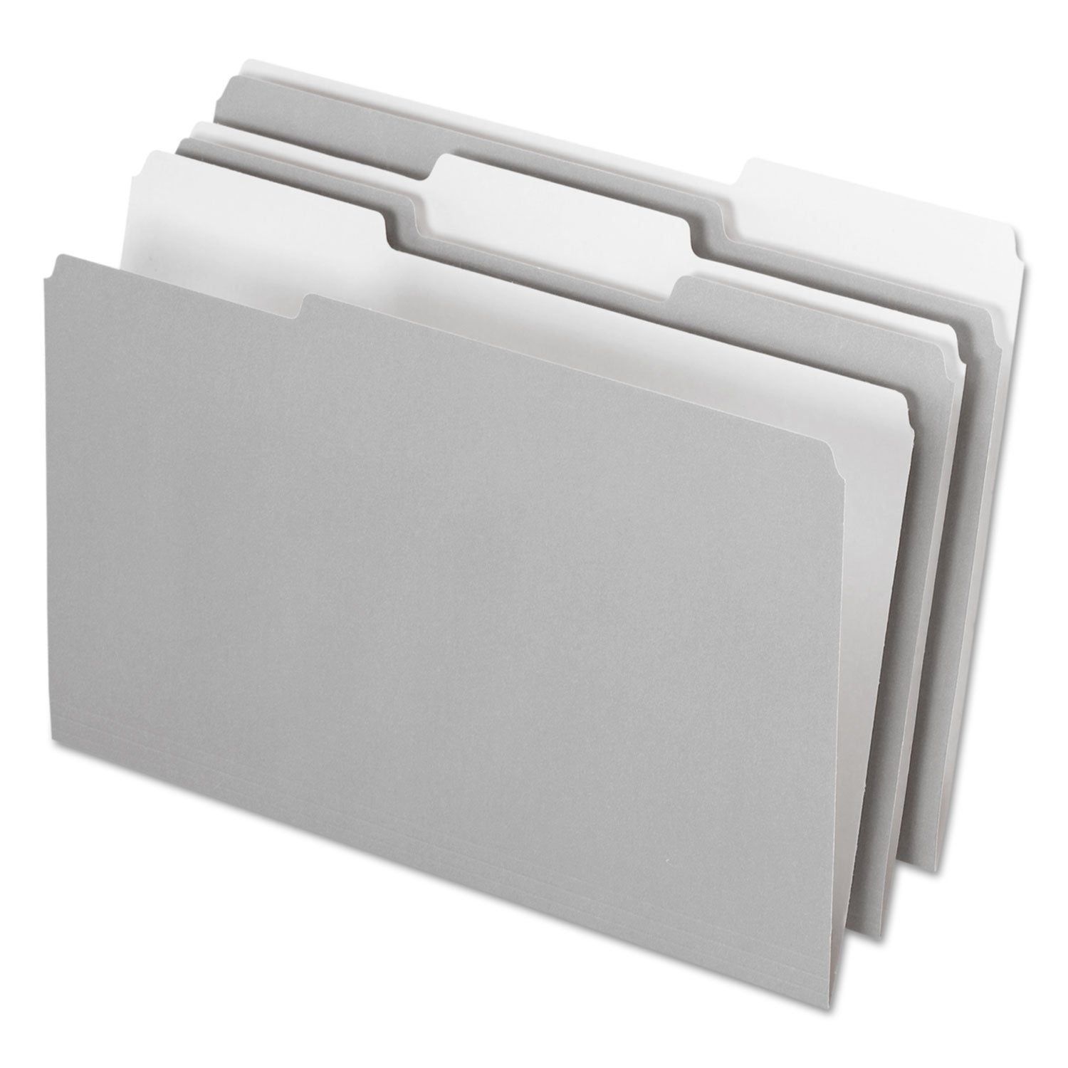 Interior File Folders, 1/3-Cut Tabs: Assorted, Legal Size, Gray, 100/Box - 