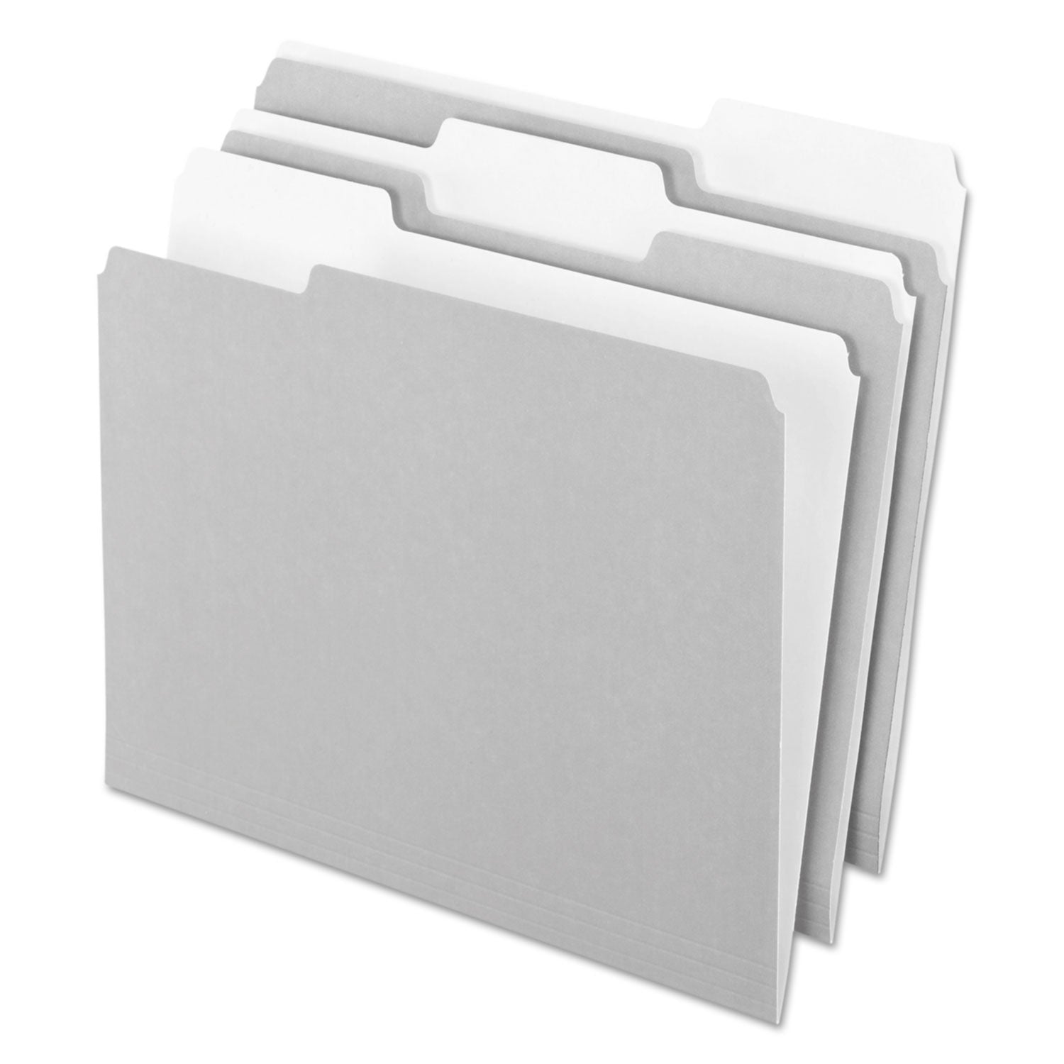 Interior File Folders, 1/3-Cut Tabs: Assorted, Letter Size, Gray, 100/Box - 