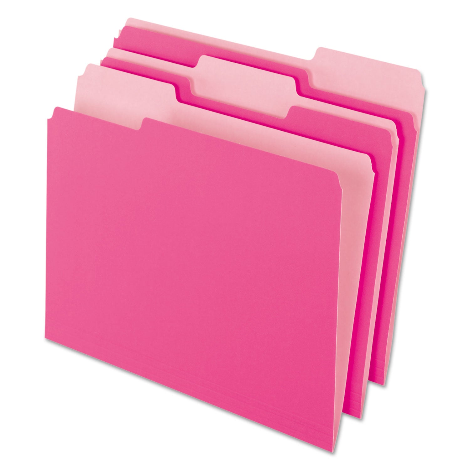 Interior File Folders, 1/3-Cut Tabs: Assorted, Letter Size, Pink, 100/Box - 