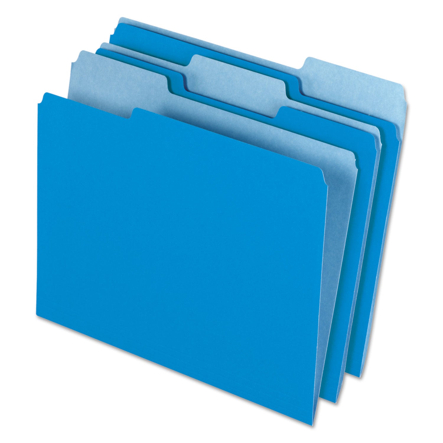 Interior File Folders, 1/3-Cut Tabs: Assorted, Letter Size, Blue, 100/Box - 