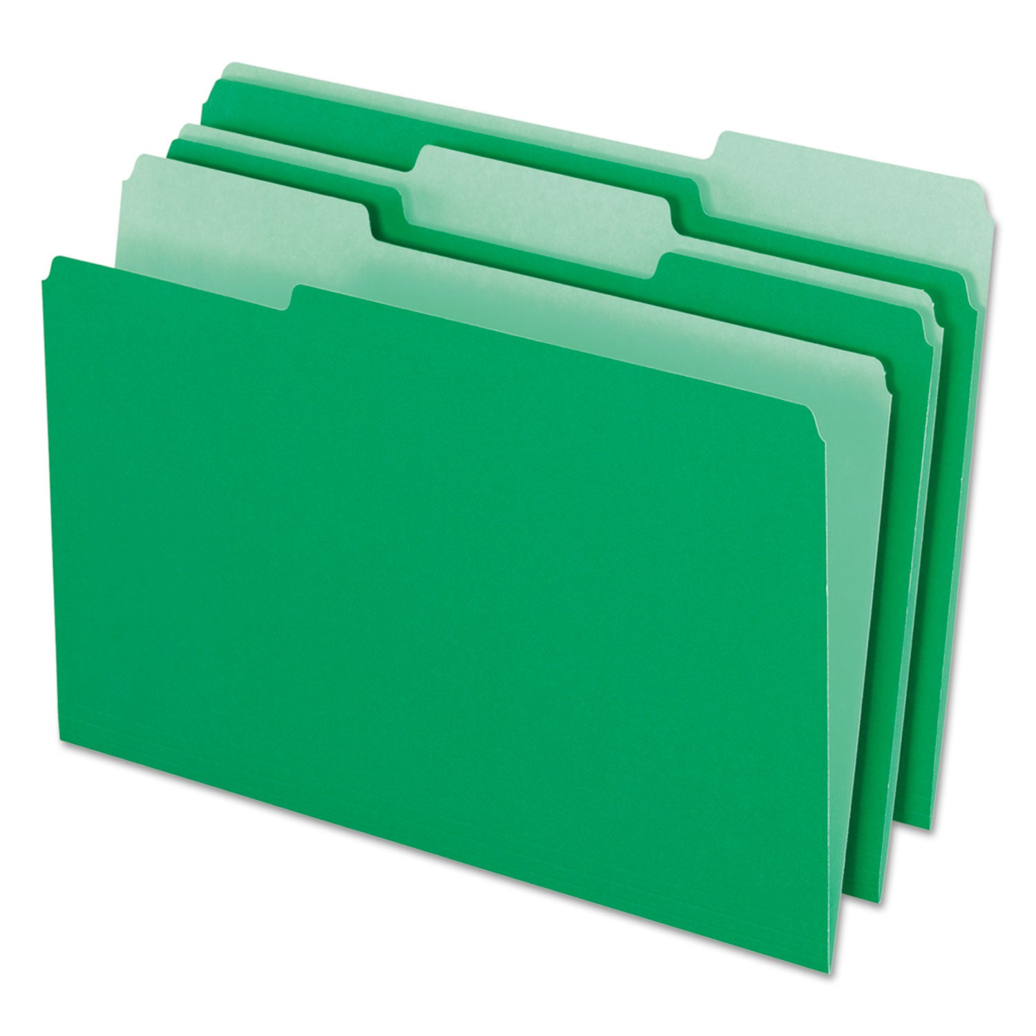 Interior File Folders, 1/3-Cut Tabs: Assorted, Legal Size, Green, 100/Box - 