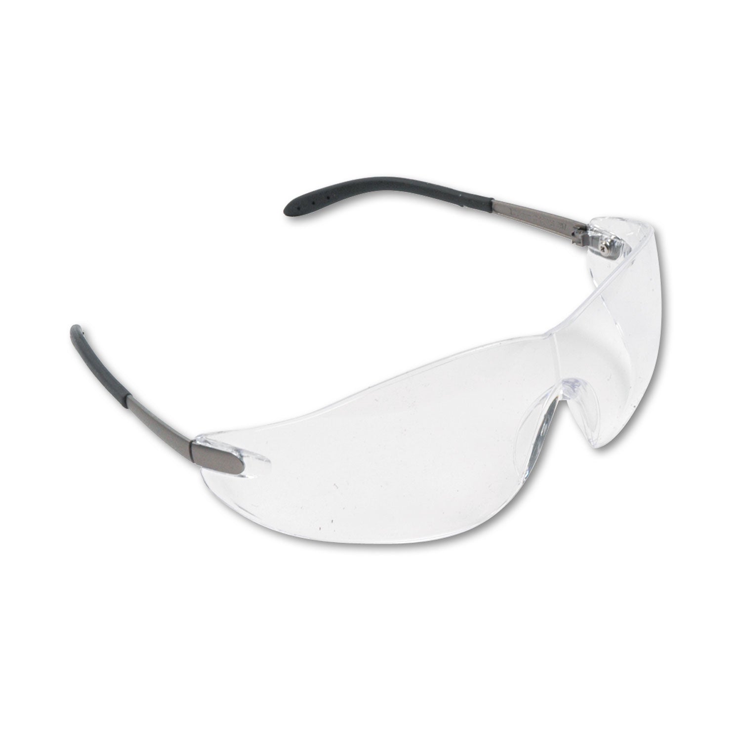 Blackjack Wraparound Safety Glasses, Chrome Plastic Frame, Clear Lens, 12/Box - 