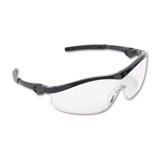 Storm Wraparound Safety Glasses, Black Nylon Frame, Clear Lens, 12/Box