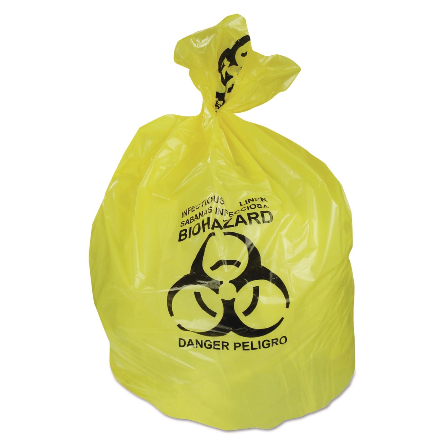 Healthcare Biohazard Printed Can Liners, 20-30 gal, 1.3 mil, 30" x 43", Yellow, 200/Carton