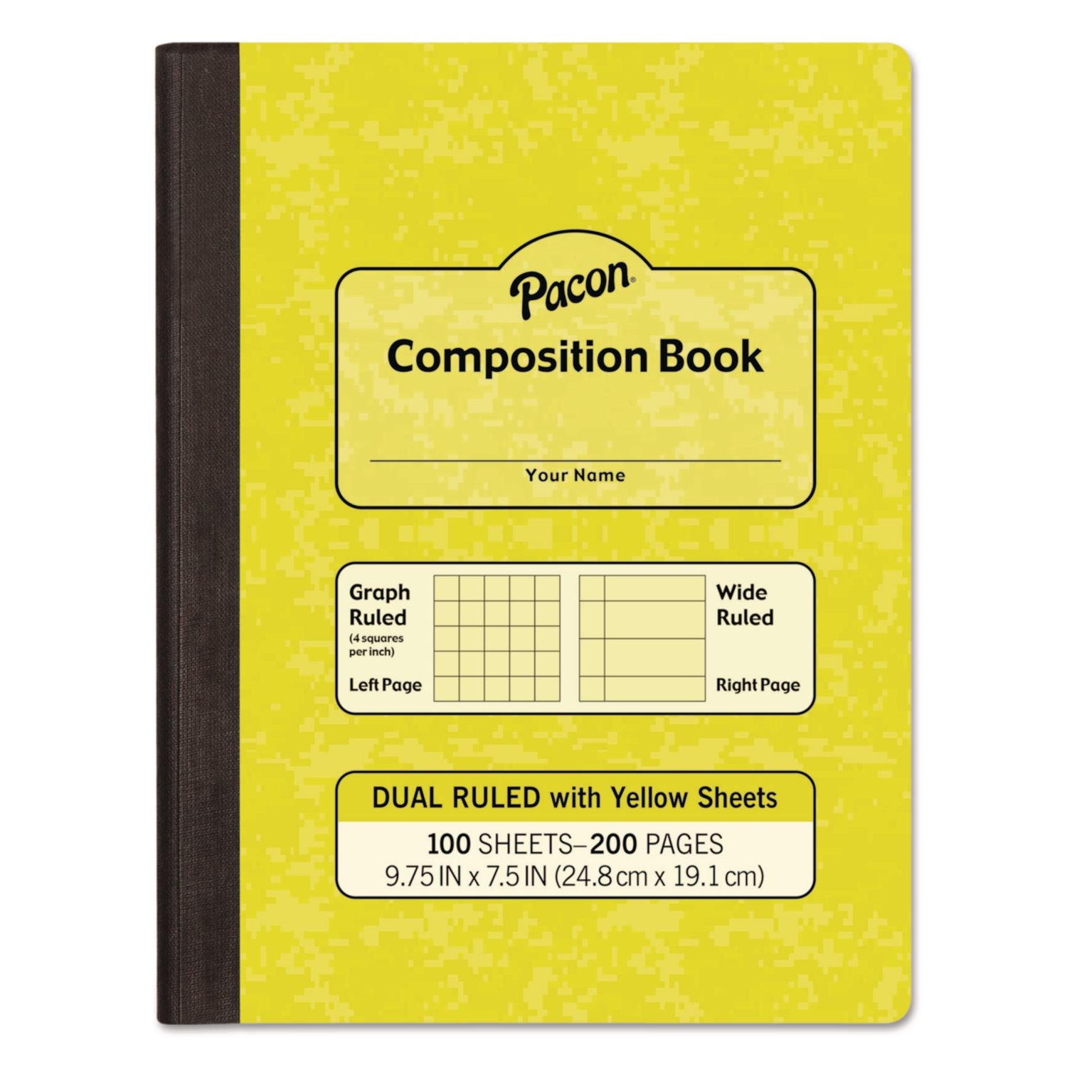 Composition Book, Wide/Legal Rule, Yellow Cover, (100) 9.75 x 7.5 Sheets