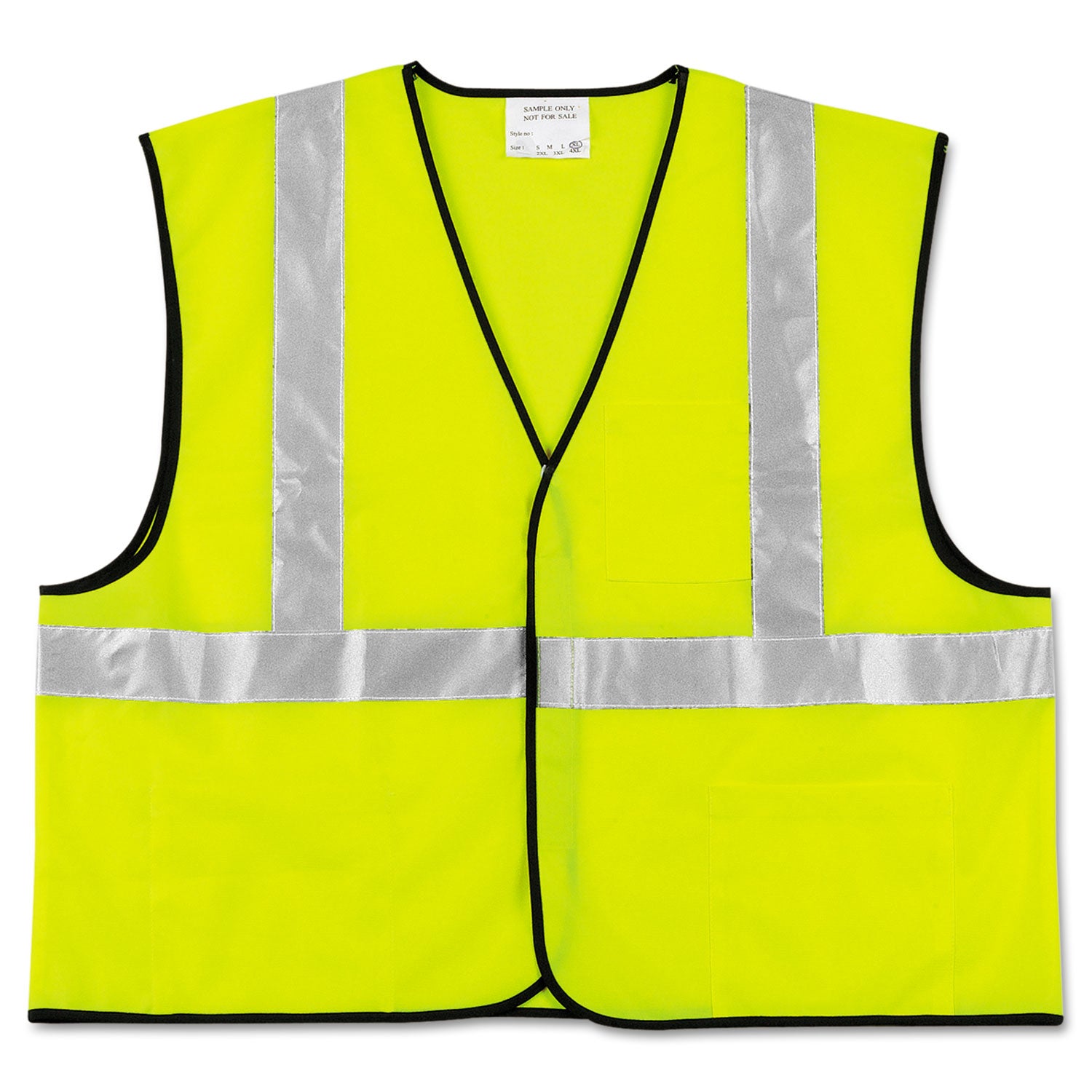Class 2 Safety Vest, Polyester, Large Fluorescent Lime with Silver Stripe - 