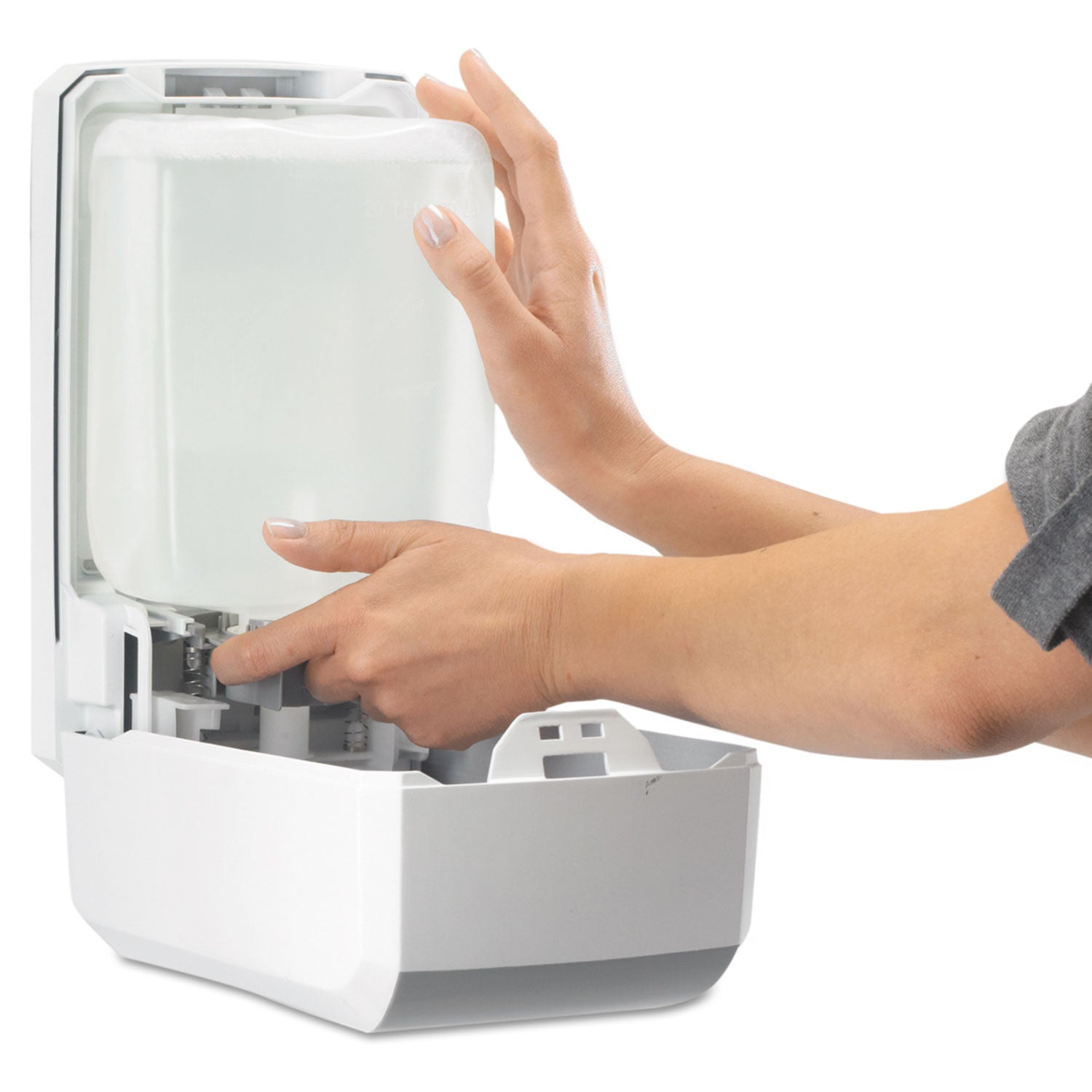 Gojo Push-Style FMX-20 Foam Soap Dispenser - 2.11 quart Capacity - Durable, Rugged, Wall Mountable, Easy-to-load - White, Gray