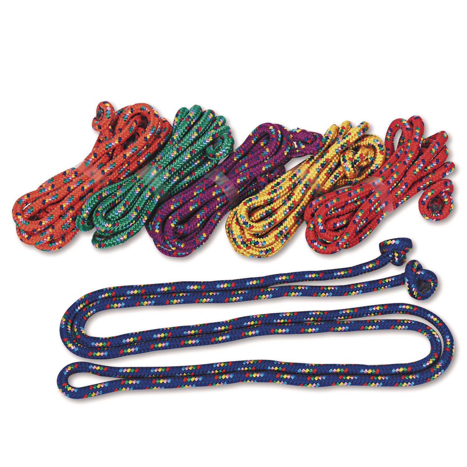 Braided Nylon Jump Ropes, 8 ft, Assorted, 6/Pack - 1