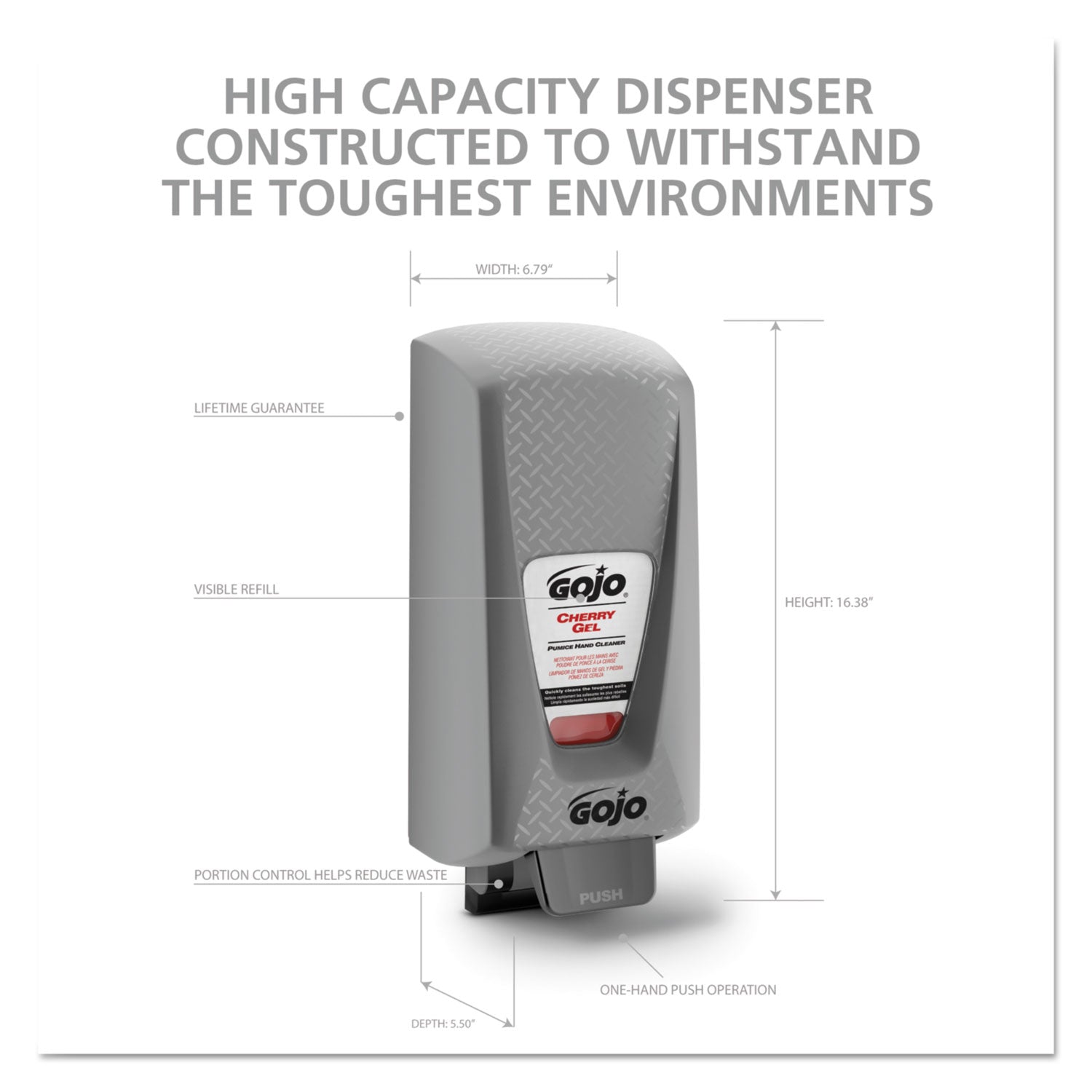 PRO 5000 Hand Soap Dispenser, 5,000 mL, 9.31 x 7.6 x 21.2, Gray