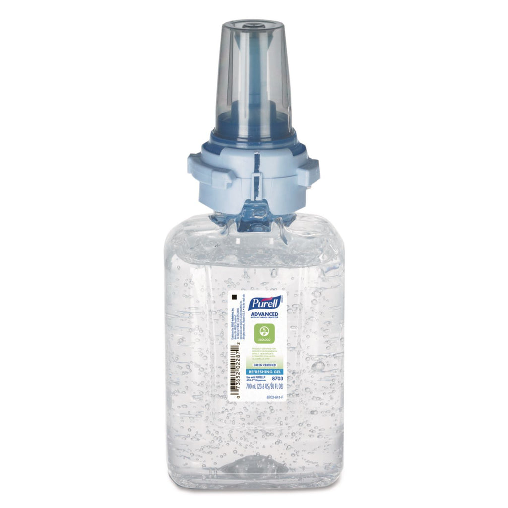 Advanced Hand Sanitizer Green Certified Gel Refill, For ADX-7 Dispensers, 700 mL, Fragrance-Free