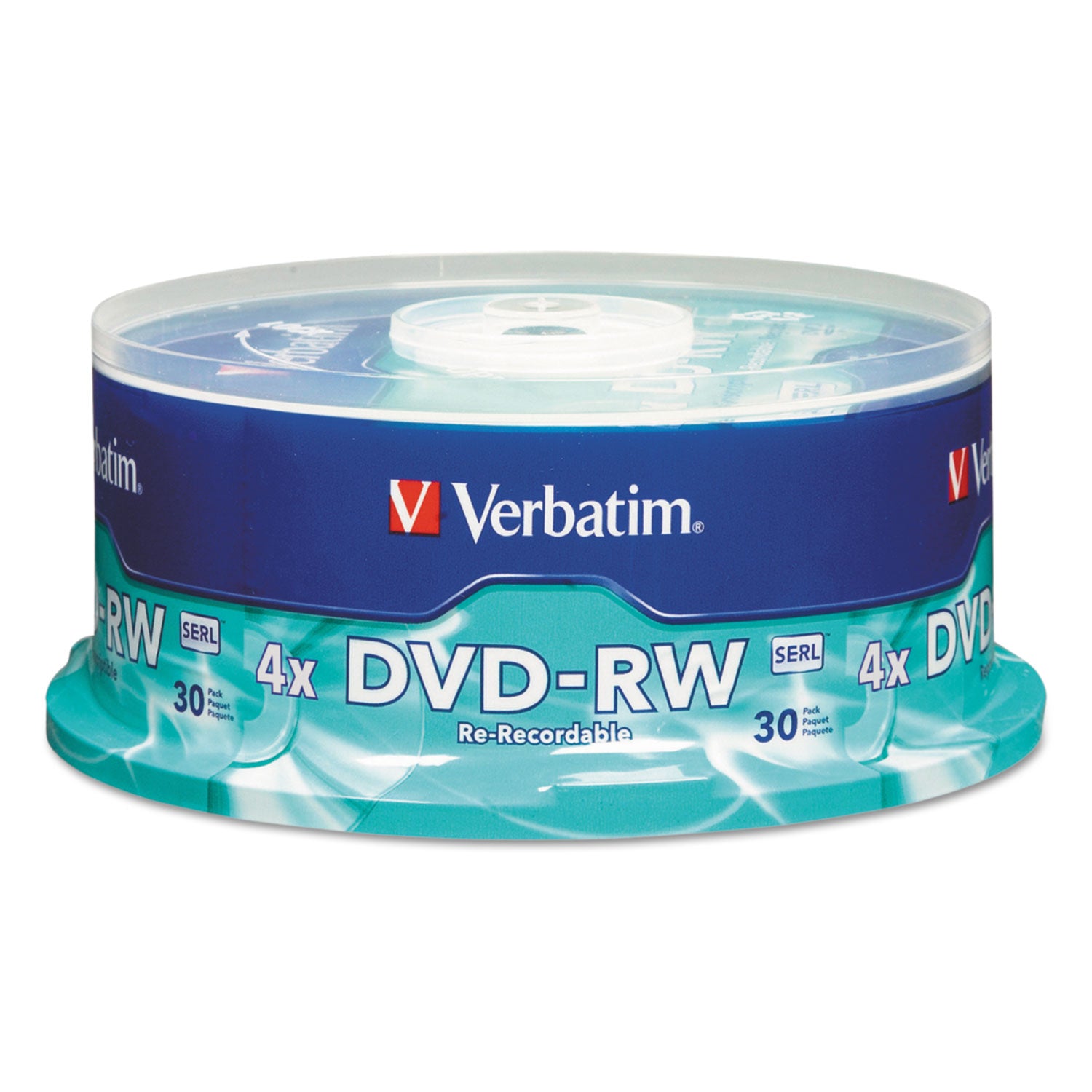 DVD-RW Rewritable Disc, 4.7 GB, 4x, Spindle, Silver, 30/Pack - 
