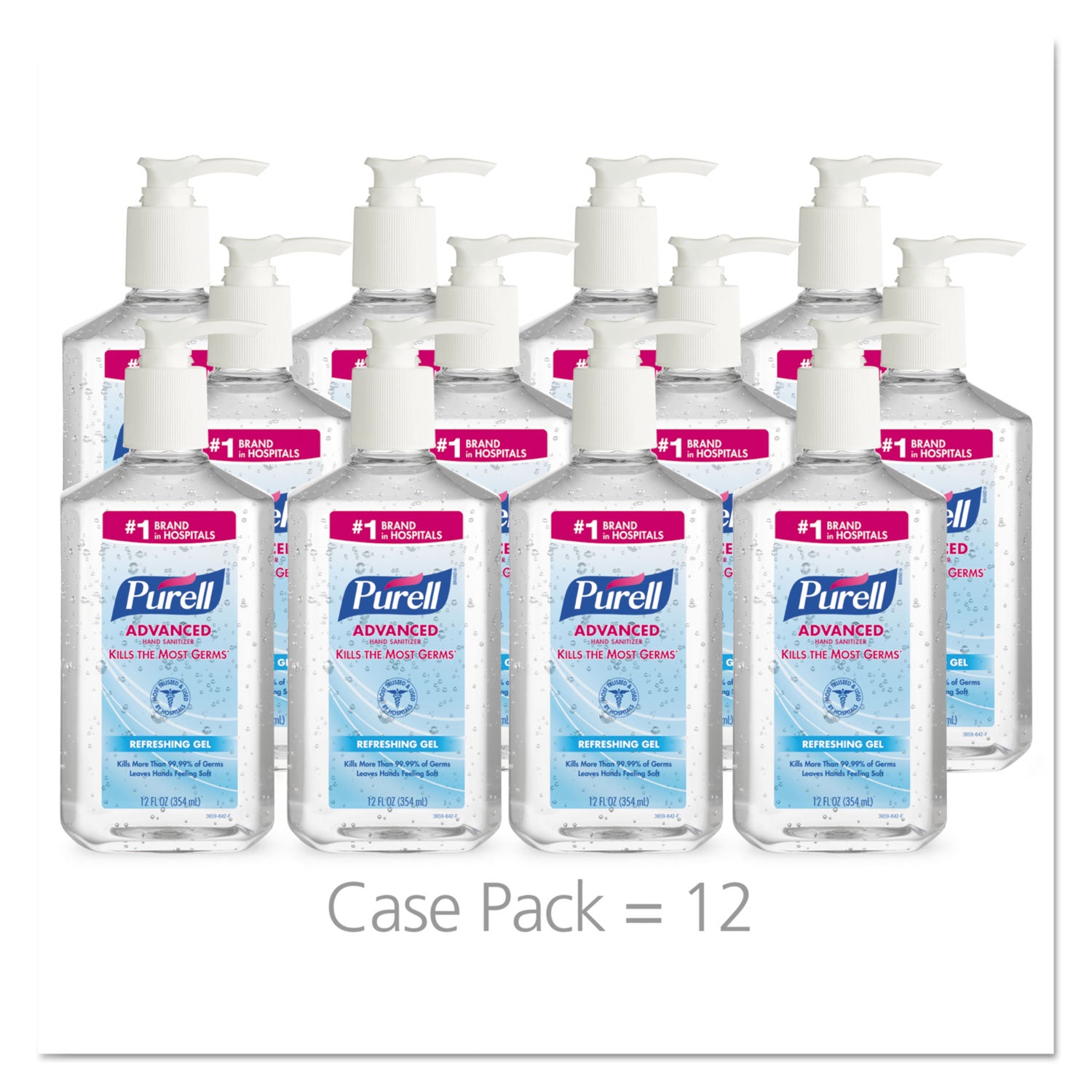 advanced-hand-sanitizer-refreshing-gel-12-oz-pump-bottle-clean-scent-12-carton_goj365912ct - 1