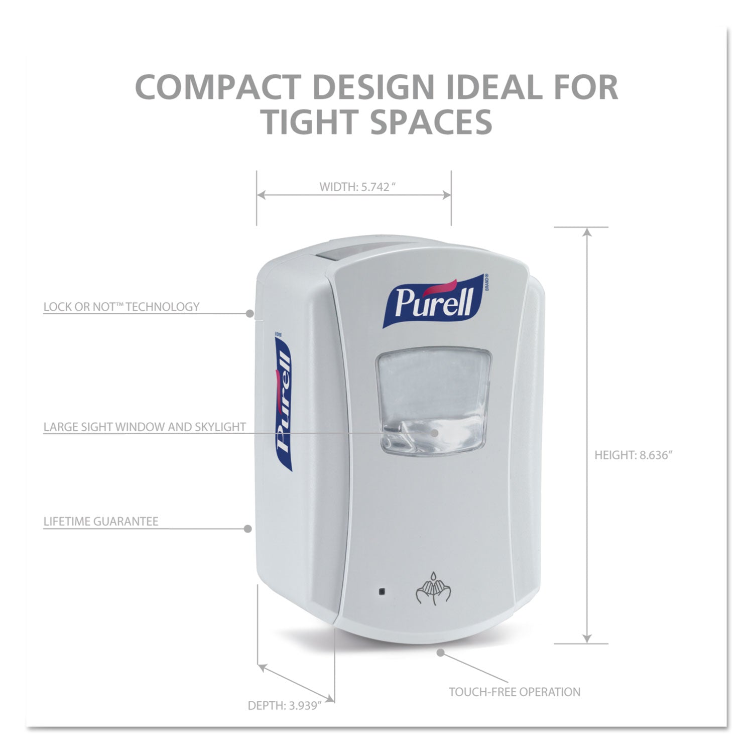 LTX-7 Touch-Free Dispenser, 700 mL, 5.75 x 4 x 8.62, White - 