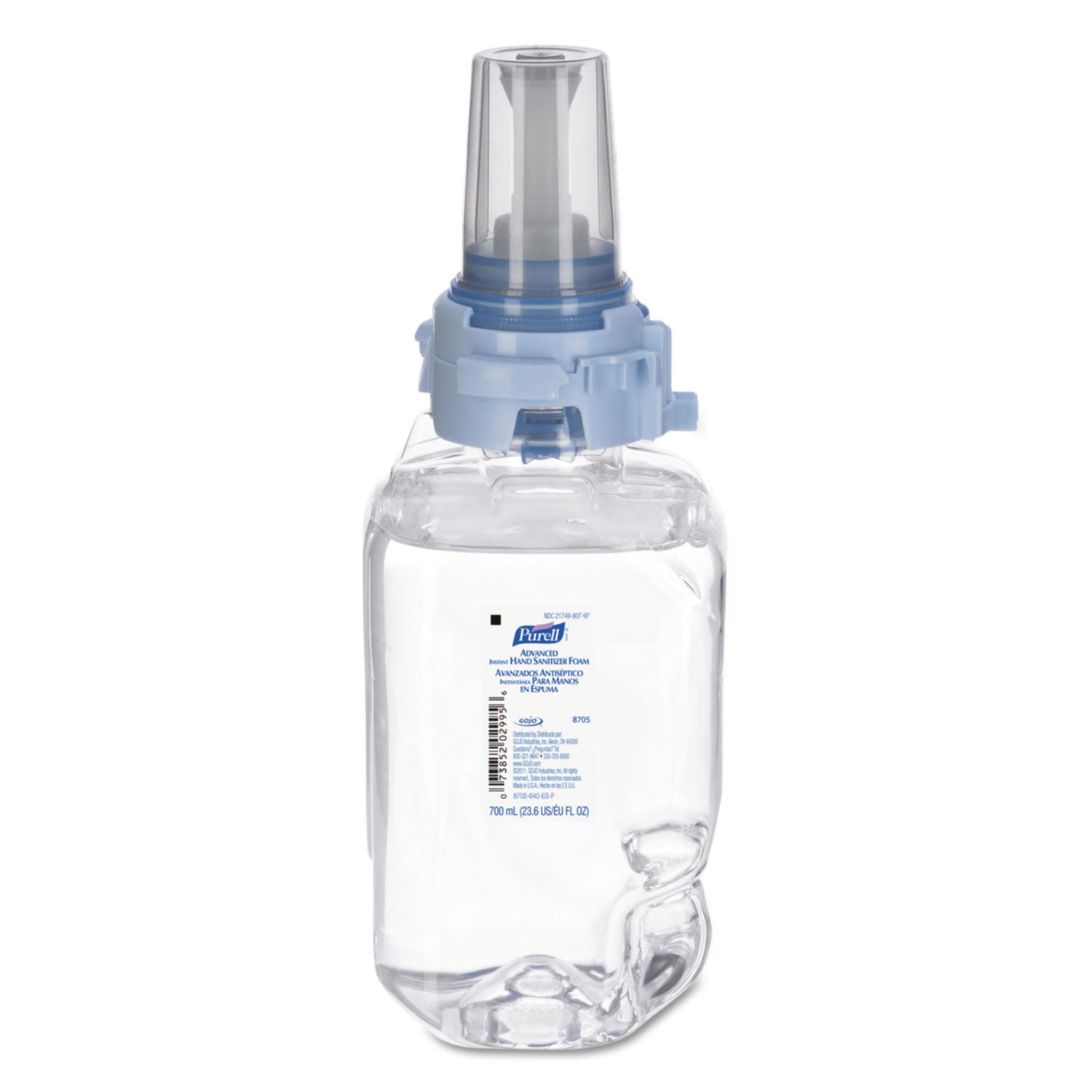 Advanced Hand Sanitizer Foam, For ADX-7 Dispensers, 700 mL Refill, Fragrance-Free, 4/Carton - 