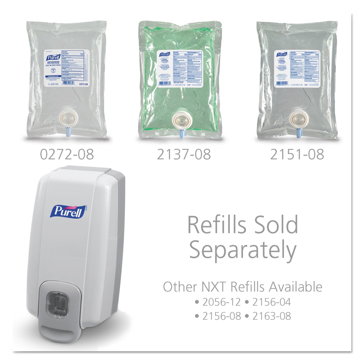 NXT SPACE SAVER Dispenser, 1,000 mL, 5.13 x 4 x 10, White/Gray - 