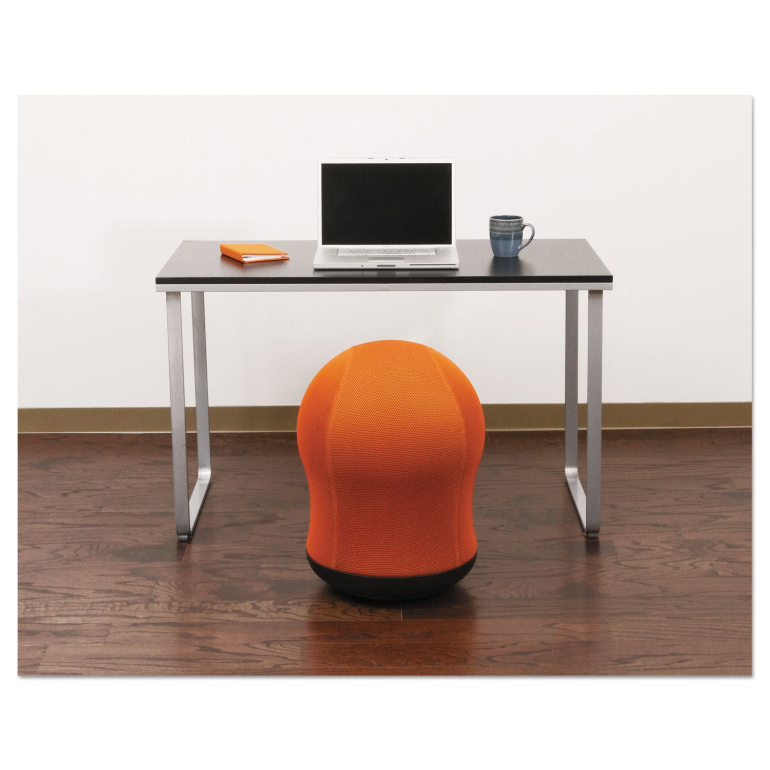 zenergy-swivel-ball-chair-backless-supports-up-to-250-lb-orange-seat-black-base_saf4760or - 2