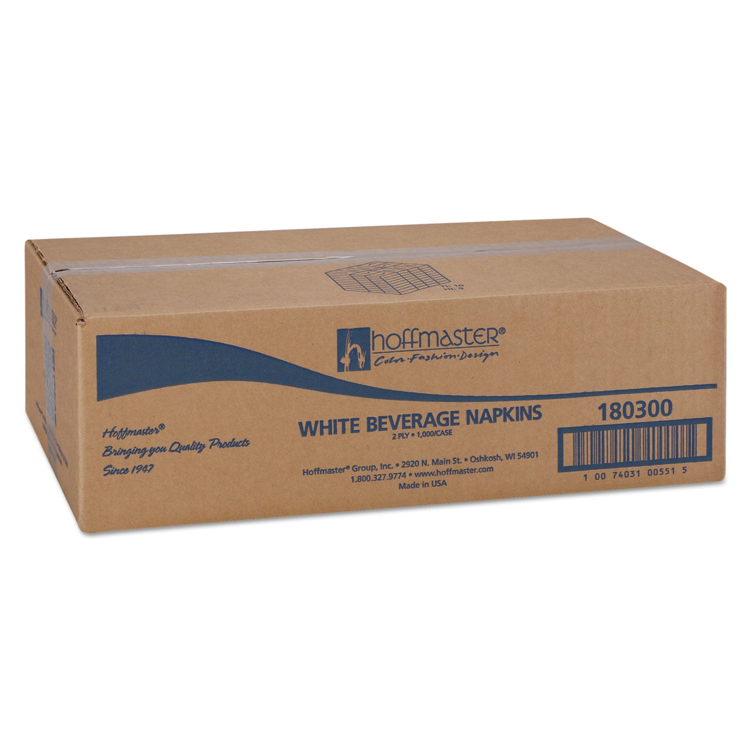 Beverage Napkins, 2-Ply 9 1/2 x 9 1/2, White, Embossed, 1000/Carton