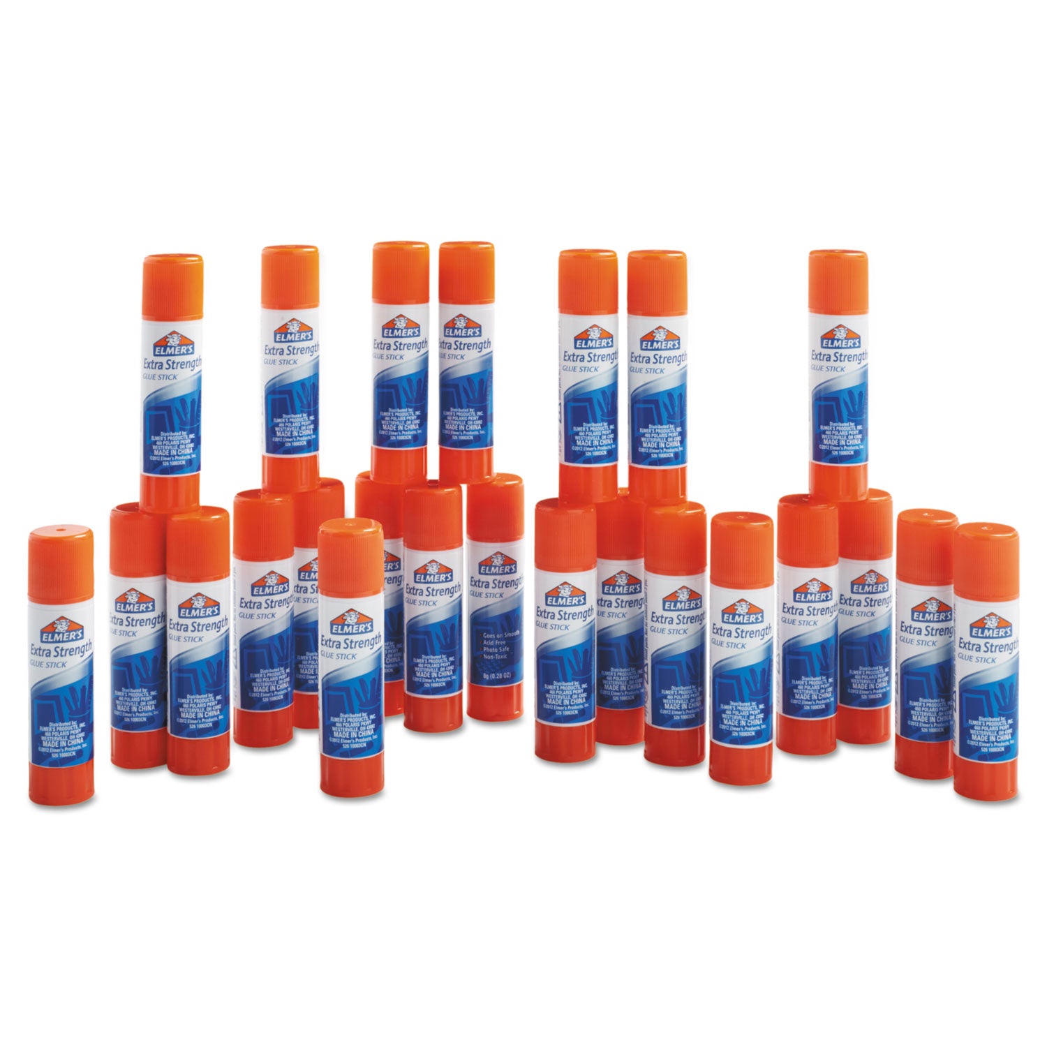 Extra-Strength Office Glue Stick, 0.28 oz, Dries Clear, 24/Pack - 