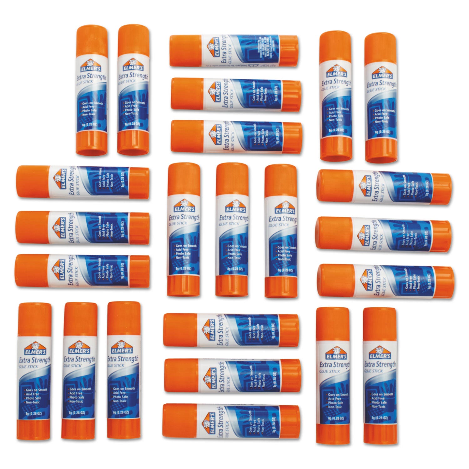 Extra-Strength Office Glue Stick, 0.28 oz, Dries Clear, 24/Pack - 