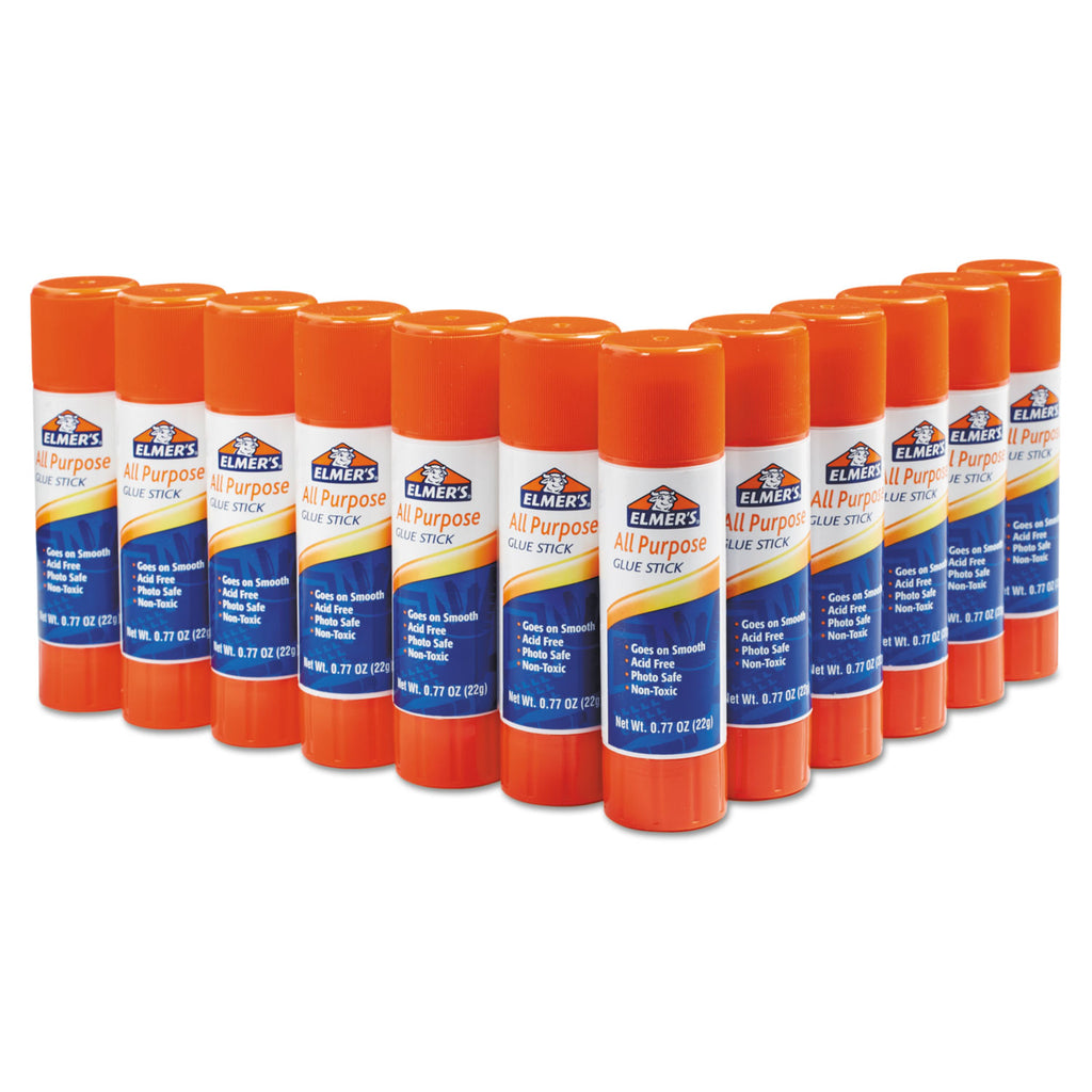 Disappearing Glue Stick, 0.77 oz, Applies White, Dries Clear, 12/Pack - 