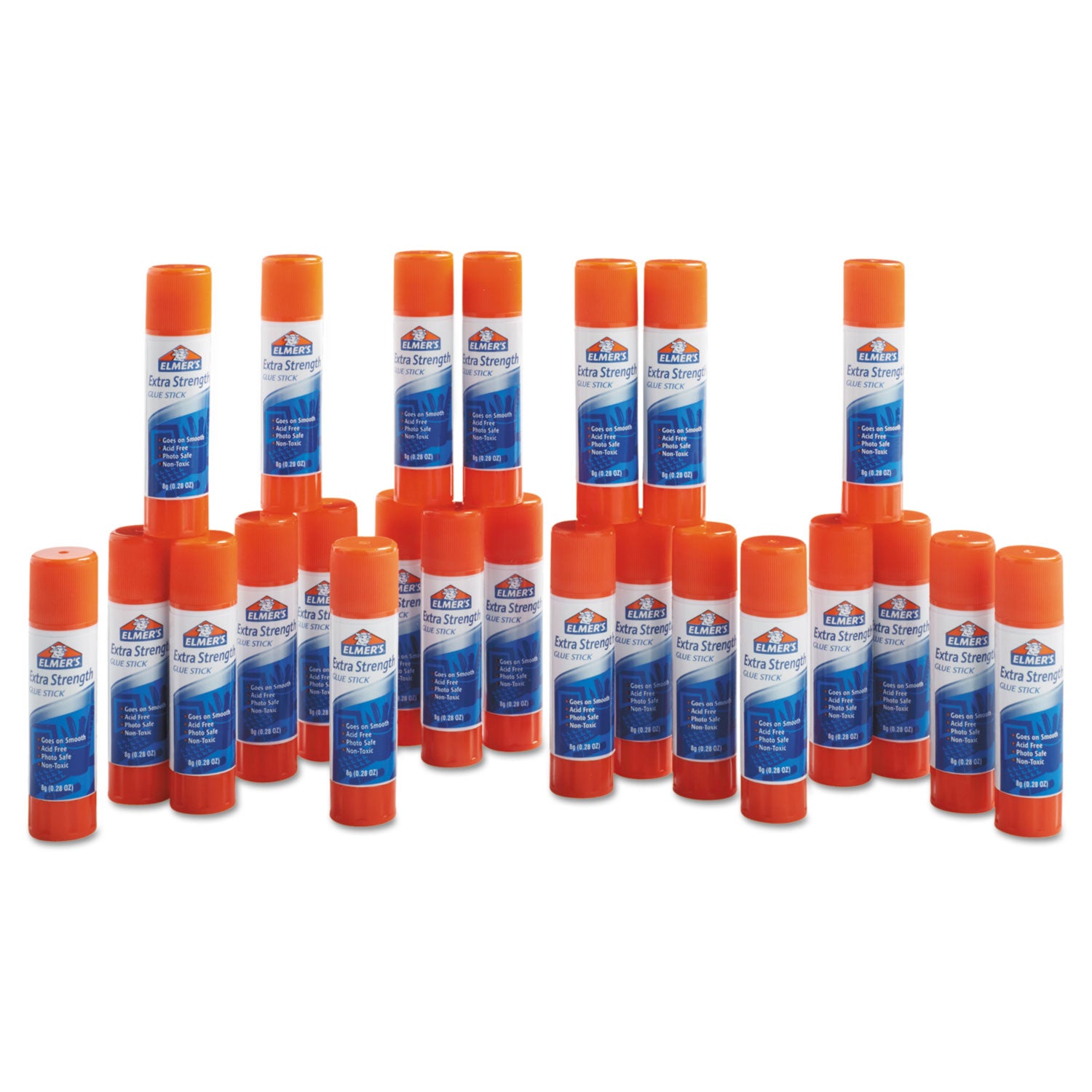 Extra-Strength Office Glue Stick, 0.28 oz, Dries Clear, 24/Pack - 