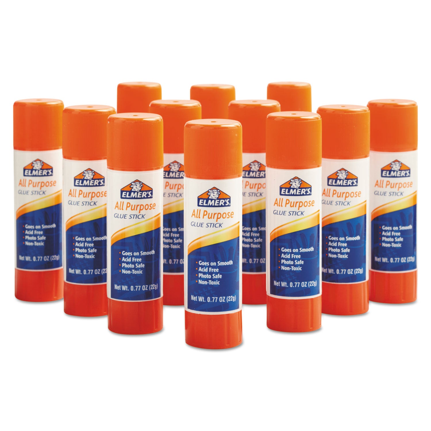 Disappearing Glue Stick, 0.77 oz, Applies White, Dries Clear, 12/Pack - 