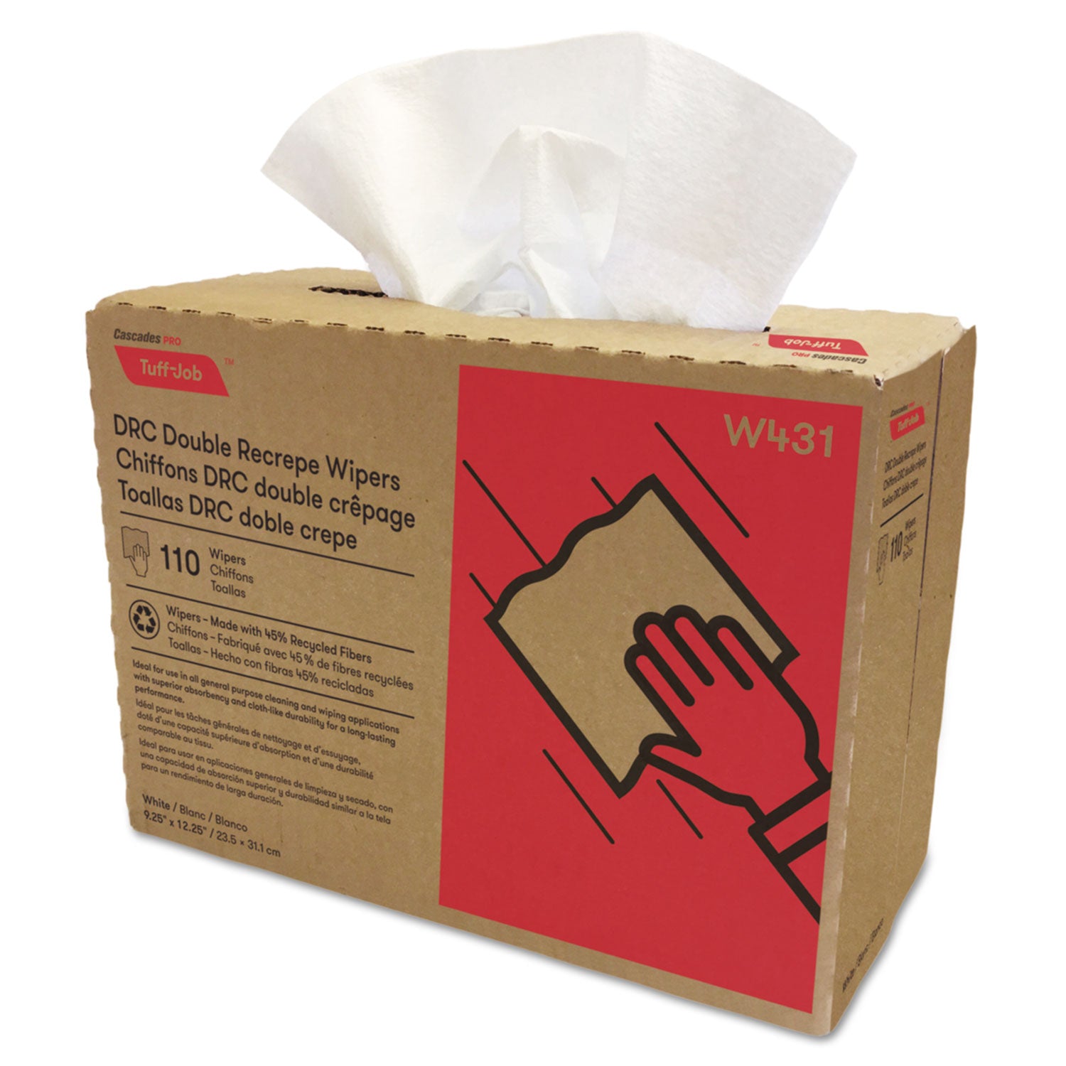 tuff-job-double-recrepe-wipers-925-x-125-white-110-box-12-boxes-carton_csdw431 - 1