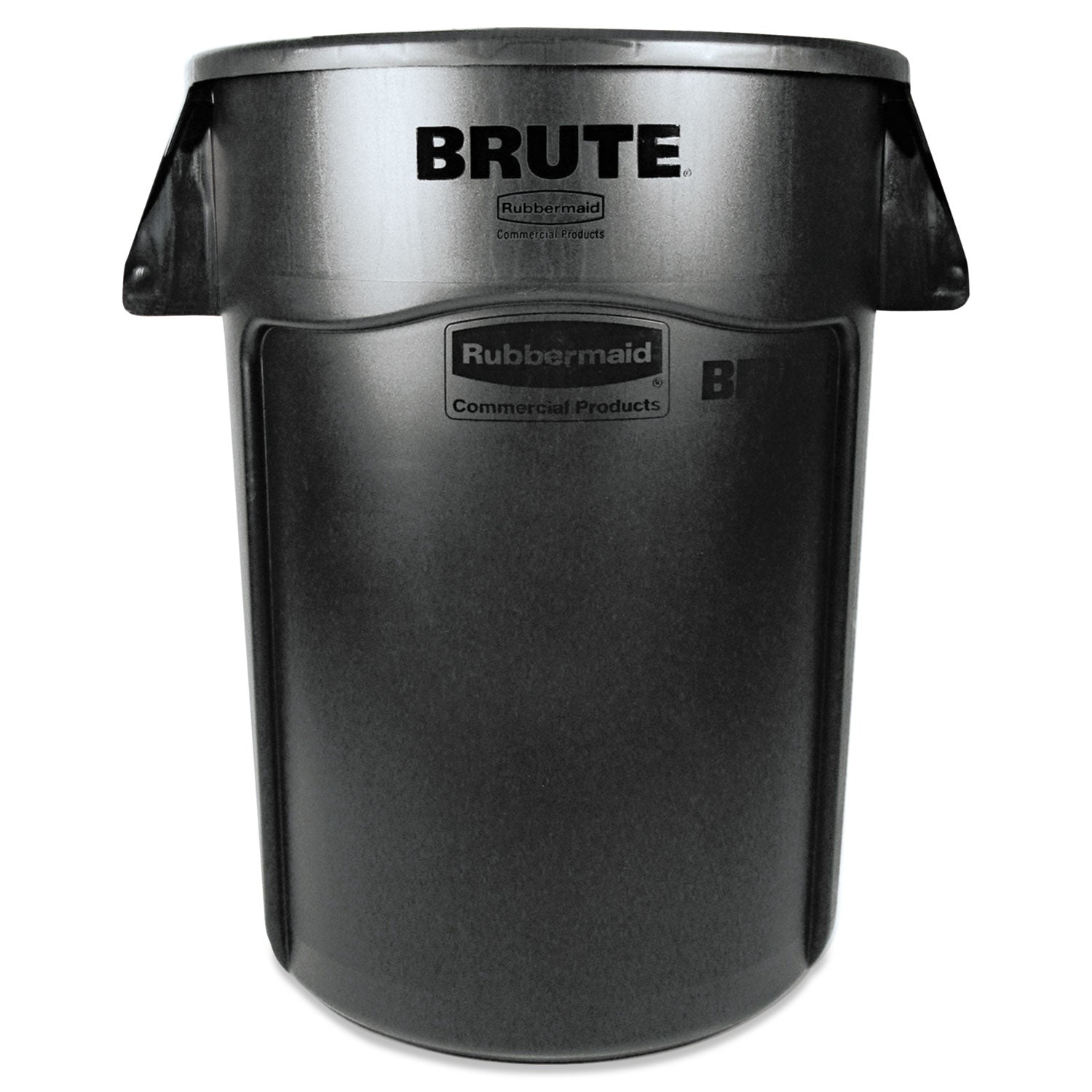 Vented Round Brute Container, 44 gal, Plastic, Black - 1