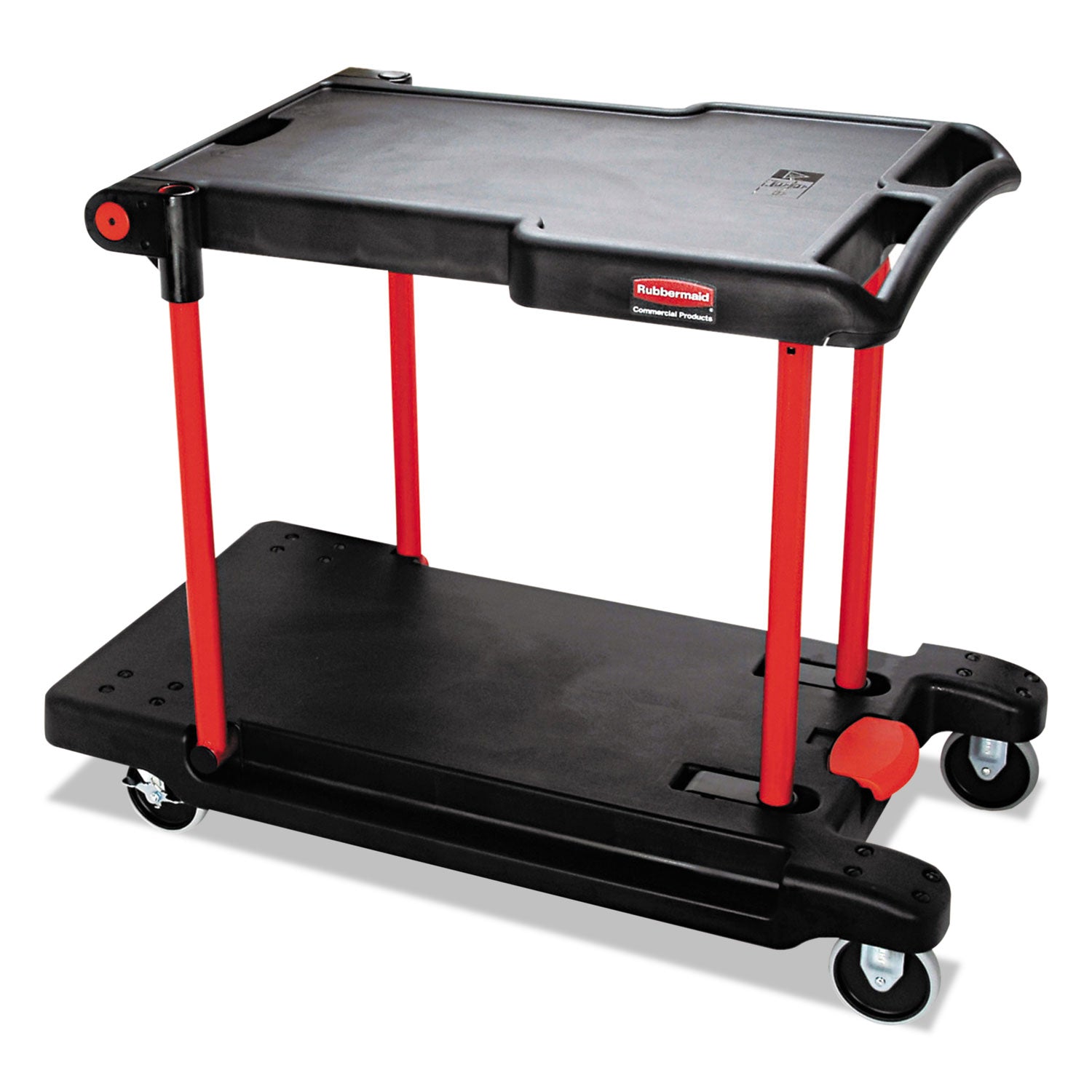 Convertible Utility Cart, Plastic, 2 Shelves, 400 lb Capacity, 23.88" x 45.13" x 34.38", Black - 