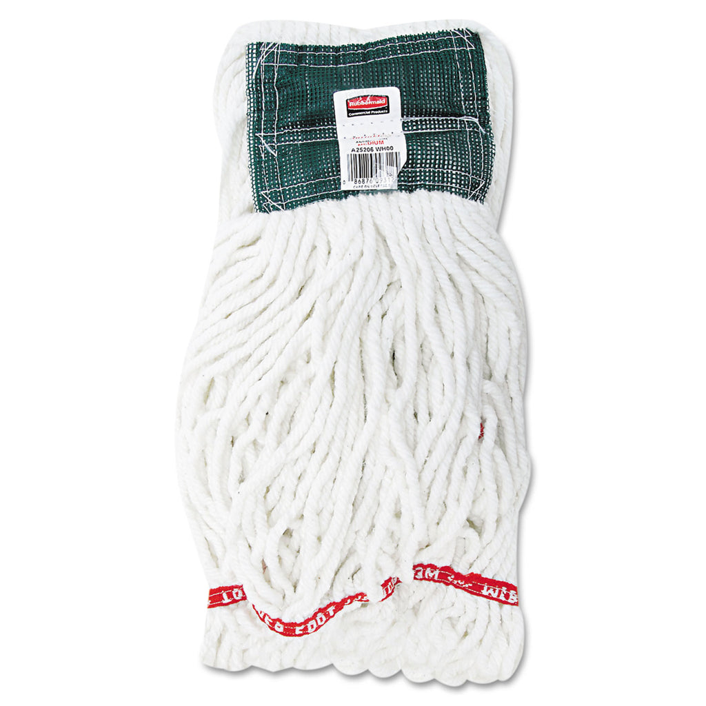 Rubbermaid Commercial 5" Headband Shrinkless Wet Mop - Medium - Shrinkless, Chemical Resistant, Durable - Cotton, Yarn, Synthetic, PVC - White - 6 / Carton