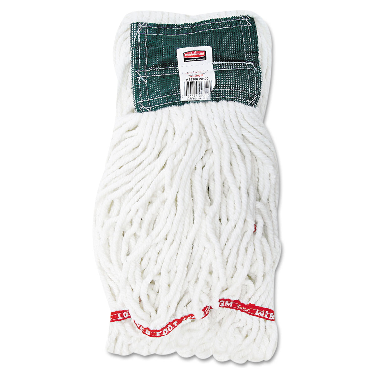 Rubbermaid Commercial 5" Headband Shrinkless Wet Mop - Medium - Shrinkless, Chemical Resistant, Durable - Cotton, Yarn, Synthetic, PVC - White - 6 / Carton