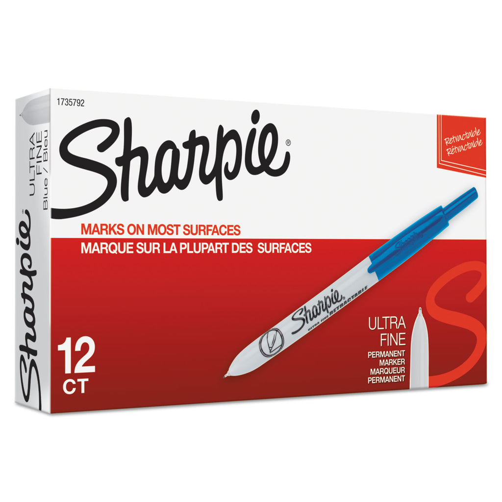Retractable Permanent Marker, Extra-Fine Needle Tip, Blue - 