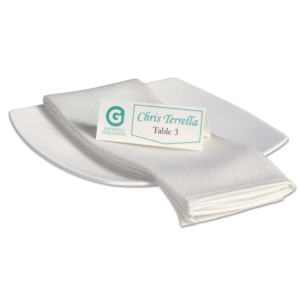 Small Textured Tent Cards, White, 1.44 x 3.75, 6 Cards/Sheet, 25 Sheets/Pack - 