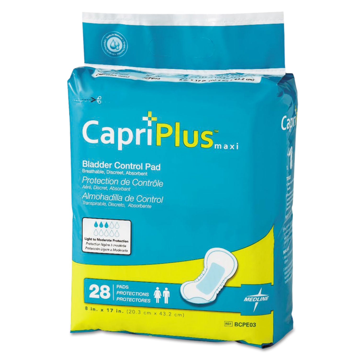 capri-plus-bladder-control-pads-ultra-plus-8-x-17-28-pack-6-carton_miibcpe03ct - 1