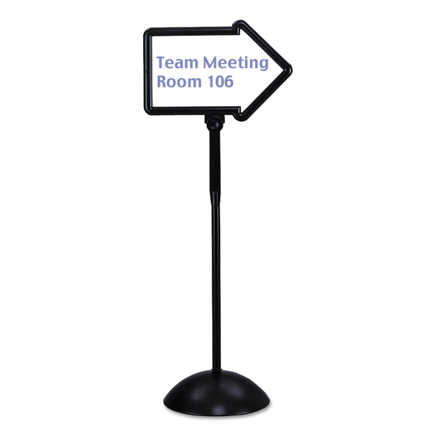 writeway-double-sided-magnetic-dry-erase-standing-message-sign-arrow-6425-tall-black-stand-255-x-1775-white-face_saf4173bl - 2