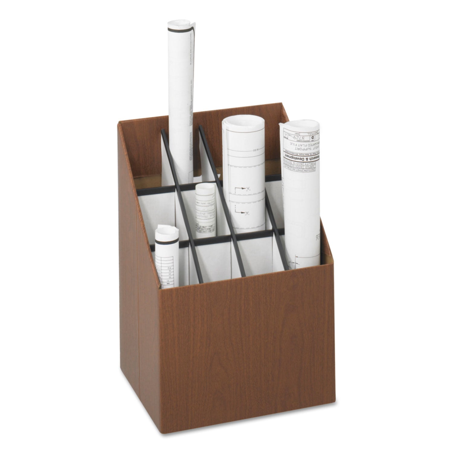 Corrugated Roll Files, 12 Compartments, 15w x 12d x 22h, Woodgrain - 