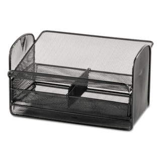 Onyx Angled Mesh Steel Telephone Stand, 11.75 x 9.25 x 7, Black - 