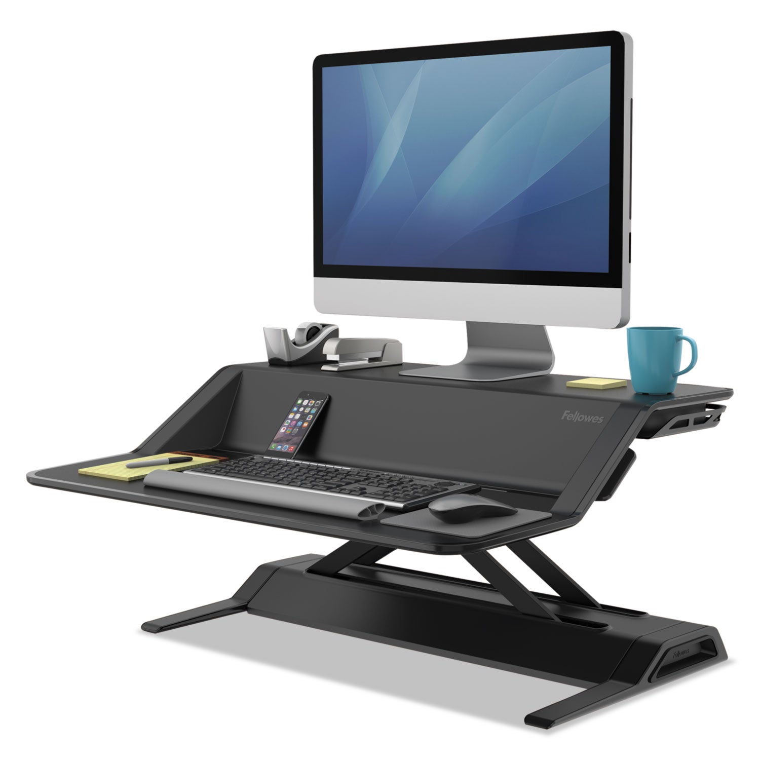 Lotus Sit-Stands Workstation, 32.75" x 24.25" x 5.5" to 22.5", Black - 2